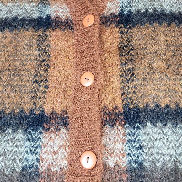 Fuzzy Wool Mohair Knit Cardigan Sweater Paul Harris M Burnt Orange Cobain Grunge - Picture 3 of 16